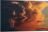 Dibond - Oranje Wolkenvelden - 90x60cm Foto op Aluminium (Wanddecoratie van metaal)