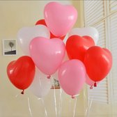 Folieballonnen - Hartvorm - Rood - Roze -Wit - 9 Ballonnen