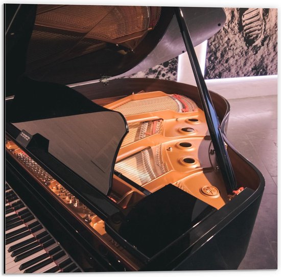 Dibond - Piano met Gouden Binnenkant - 50x50cm Foto op Aluminium (Wanddecoratie van metaal)