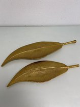 Goudkleurige metalen bladeren (decoratie) - set van 2 stuks (divers formaat)