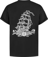 Collect The Label - Tattoo Stijl - Schip T-shirt - Oversized - Zwart - Unisex - XXS