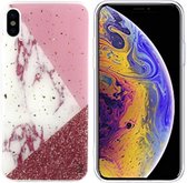 BackCover Marble Glitter - Telefoonhoesje - Hoesje voor Apple iPhone Xs Max - Wit