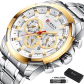Horloges voor Mannen Heren Horloge Curren Herenhorloge Watch - Jongens Horloges - Incl. Horlogebox Geschenkdoos & Versteller - Zilver Goud - Litts®