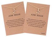 Mannies - Vriendschapsketting / Geluksketting - 2 stuks – Aim High – Goudkleurig