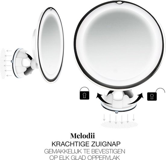 Spiegel met Ringverlichting - Make-upspiegel - Scheerspiegel - Melodii