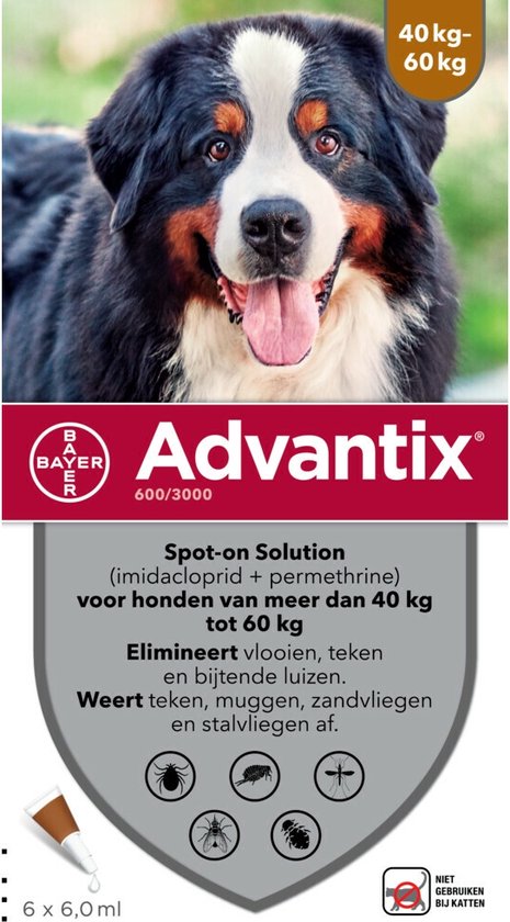 Advantix – Vlooien & teken pipetten – Hond 40+ kg – 6 stuks