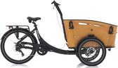 Elektrische bakfiets bakfietsen - fiets - eco - Qivelo Curve DR7 - unisex - matzwart - bruin - shimano versnelling