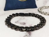 Mei's | Chained Tough Chain armband | sieraad dames heren / schakelarmband | Stainless Steel / 316L Chirurgisch Staal / Roestvrij staal | polsmaat 17,5 cm / zwart
