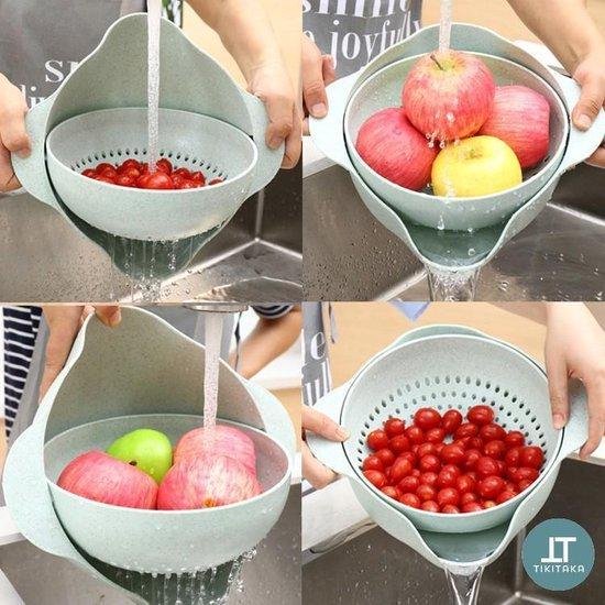 Japanse Design Rijstwasmachine & Vergiet 4,2 Qt (4L) - Groot Groen Vergiet Voor Fruit, Groente & Pasta