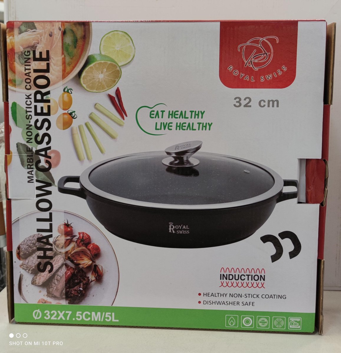 Tajine - ROYAL SWISS - Aluminium Noir - 32 cm - 5 litres - Couvercle en forme de cône - Maison