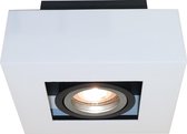 Plafondlamp Bosco 1L Wit/Zwart - 1x GU10 LED 4,8W 2700K 355lm - IP20 - Dimbaar > spots verlichting led wit zwart | opbouwspot led wit zwart | plafondlamp wit zwart | spotje led wit zwart | led lamp wit zwart