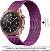 Paars Metalen bandje Milanees voor 20mm Smartwatches (zie compatibele modellen) van Samsung, Pebble, Garmin, Huawei, Moto, Ticwatch, Seiko, Citizen en Q – Maat: zie maatfoto – 20 m