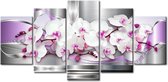Diamond Painting 5 luik Orchidee - 2x 20x30, 2x 20x40, 1x 20x50 cm - full - vierkant