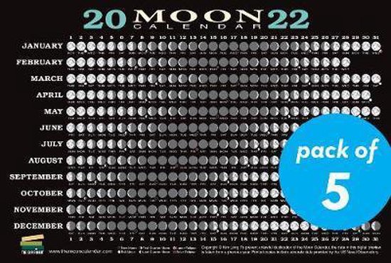 2022 Moon Calendar Card (5 Pack): Lunar Phases, Eclipses, And More! | Bol.com