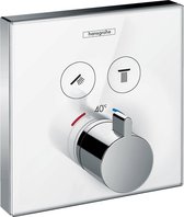 Hansgrohe ShowerSelect Glass afbouwdeel voor inbouw thermostaat met omstel voor 2 douchefuncties wit/chroom