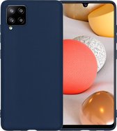 Samsung Galaxy A42 Hoesje Siliconen Case Cover - Samsung A42 Hoesje Cover Hoes Siliconen - Donker Blauw