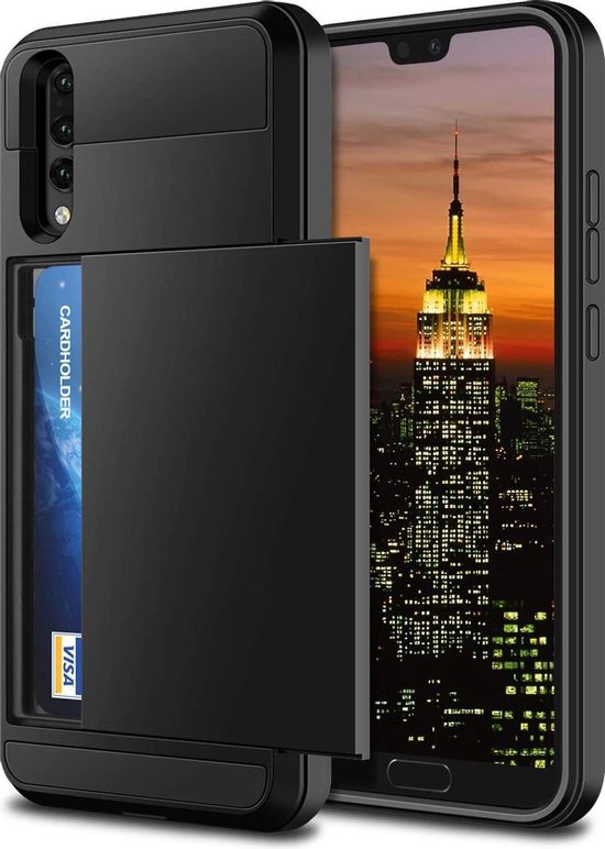 Coque arrière Huawei P20 Pro | Noir | Porte-cartes | TPU - PC dur | bol.com