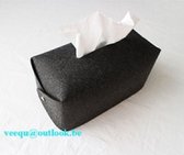 Zwarte vilten zakdoekendoos - Tissue Box - Tissue Houder