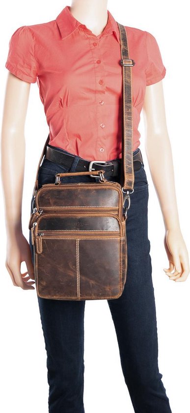 STILORD 'Dain' Schoudertas Heren Leren Handtas Crossbody Tas Echt Leer Tas Vintage Tas Borsttas Leer Vintage Lederen Schoudertas Sling Bag, Kleur:perugia - bruin