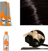 XP100 haarverf pakket kleur 6.3  Donkerblond & Goud (1x 100ML) met 9% waterstof ( 1x 250ML) incl verfbakje, kwast, maatbeker, puntkam en handschoenen