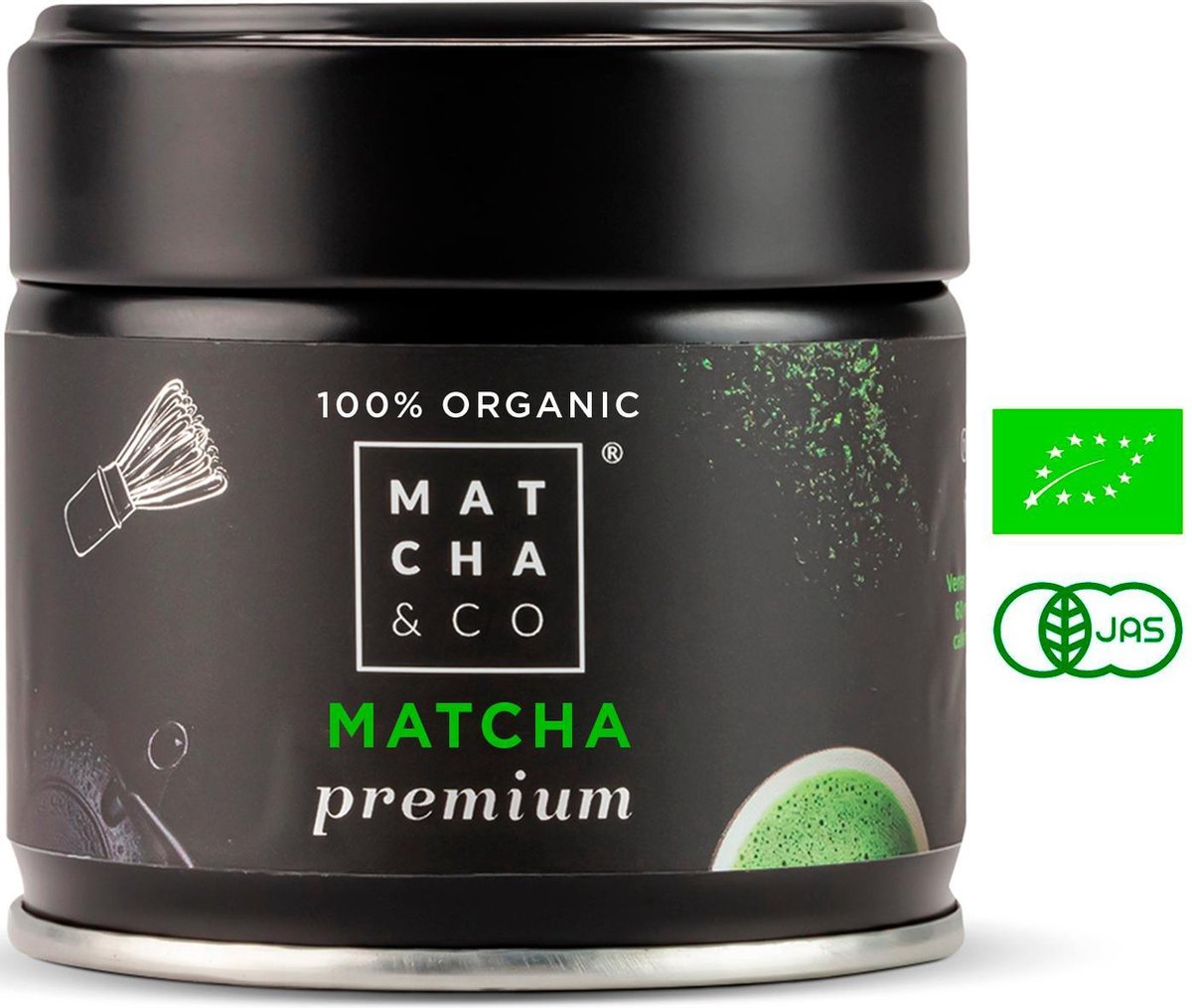 Matcha & Co - ceremoniële matcha PREMIUM thee uit Japan - matcha poeder - matcha thee - 100% organisch gecertificeerd - 30 gram