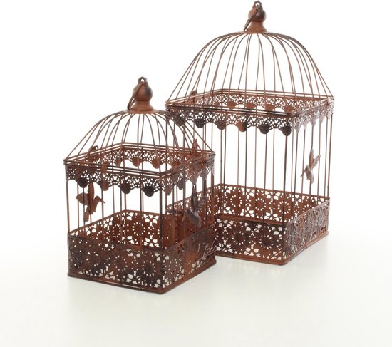 Petite Cage à Oiseaux de Jardin Intérieur Extérieur Carrée en Fer