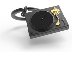 foto van Metalmorphose Vintage Platenspeler 3D Metalen Sleutelhanger -Goud en Zwart