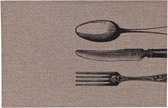 Placemat Poly-Linen met Print Zwart Bestek - 45x30cm - Bruin