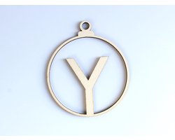 HOUTEN KERSTVERSIERING / WOODEN CHRISTMAS DECORATION - KERSTBAL / CHRISTMAS TREE BAUBLE - Letter Y - 9cm - LICHT HOUT / NATURAL WOOD - HOUTEN HANGERS - KERSTBOOM - ALFABET / ALPHABET - KERSTDECORATIE - NAAM