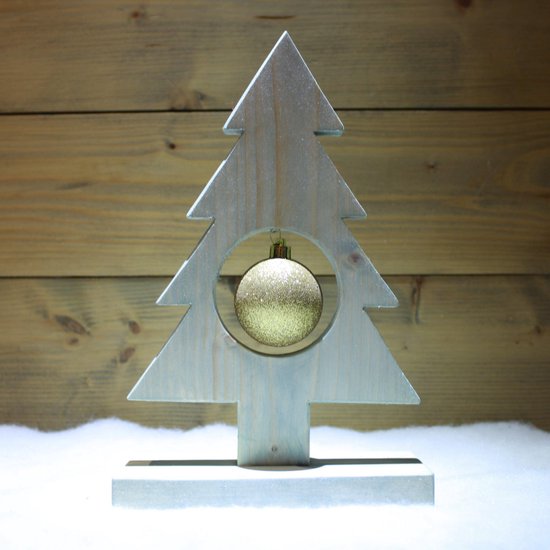 sneeuw Reisbureau waarom Decoratieve kerstboom in steigerhout met kerstbal | bol.com