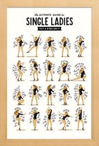 JUNIQE - Poster in houten lijst Single Ladies songtekst -20x30 /Bruin