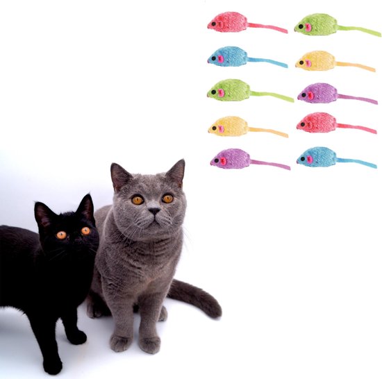Make Me Purr Fluffy Muizen (10 stuks) - Kattenspeeltjes - Kattenspeelgoed - Speelgoed voor Katten - Kat Speeltje Muis - Kitten Speeltjes Muisjes cadeau geven