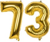 73 Jaar Folie Ballonnen Goud - Happy Birthday - Foil Balloon - Versiering - Verjaardag - Man / Vrouw - Feest - Inclusief Opblaas Stokje & Clip - XXL - 115 cm