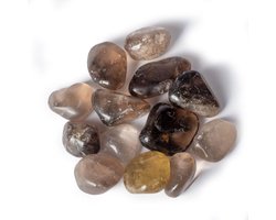 Rookkwarts trommelsteen, edelsteen ±3x4cm knuffelsteen in linnen zakje. Gratis verzending! (3 stuks)