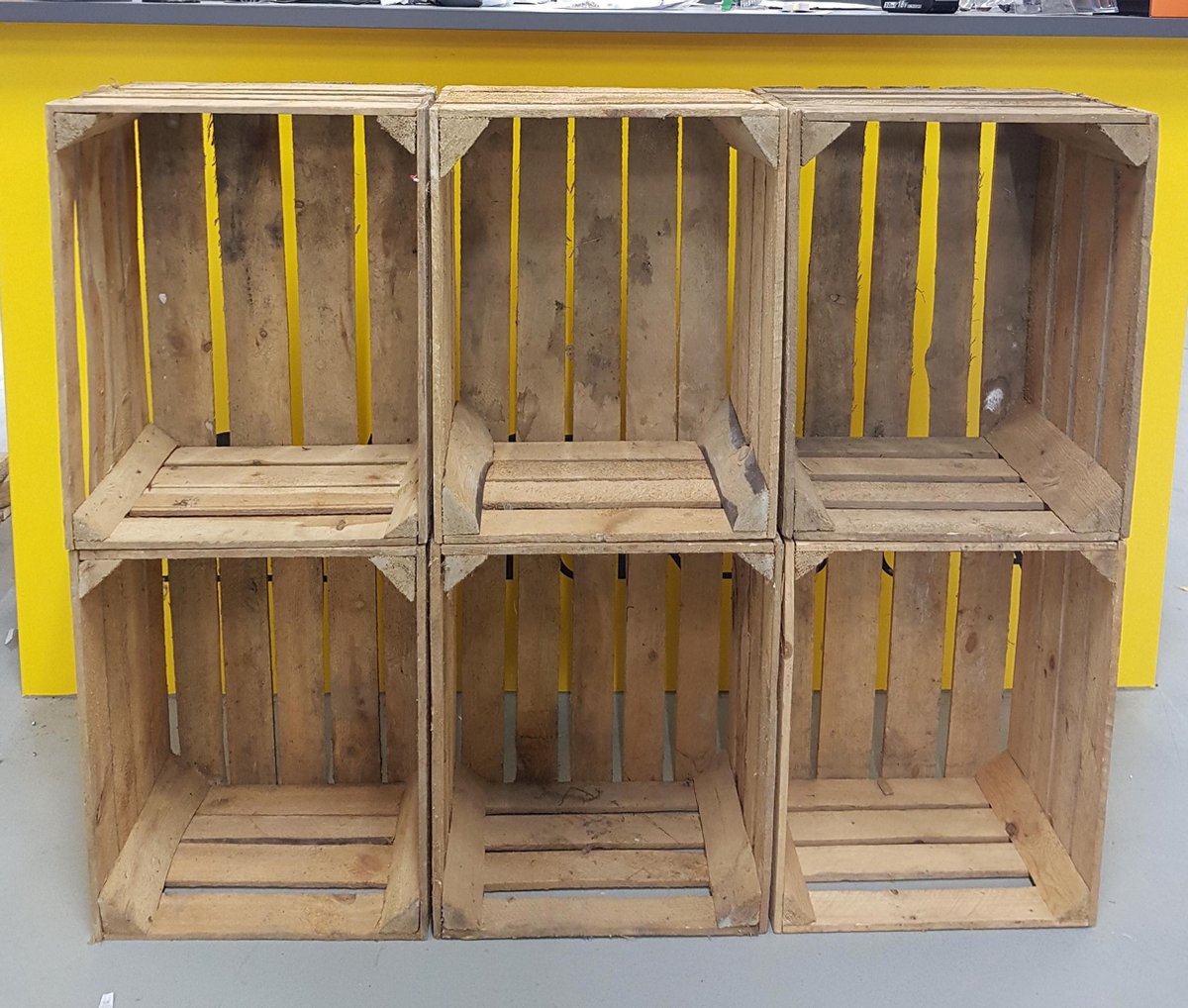 Fruitkist - Houten kistjes - 50 x 40 x 30 cm - per 3 stuks - vintage - 60 liter