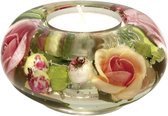 Waxinelichthouder met bloemen Annabell - glas- ovaal - 9x9x5