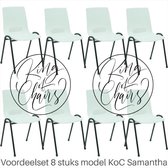 King of Chairs -Set van 8- Model KoC Samantha wit met zwart onderstel. Stapelstoel kuipstoel vergaderstoel tuinstoel kantine stoel stapel stoel kantinestoelen stapelstoelen kuipsto