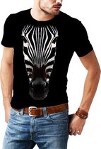 Zebra - T-shirt - Heren - Maat XL - Zwart