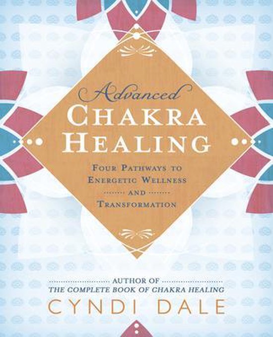 Livre « Advanced Chakra Healing » avec un design orange en losange, « Advanced Chakra Healing » en lettres fantaisie.