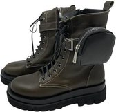 La Pèra Groene Biker Boots Leren enkellaars met tasje groen Dames - Maat 37