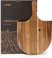 Culligo Pizzaschep voor BBQ en Oven - Pizzaspatel - Serveerplank - Ophanglus - Acacia hout - 56 cm x 36 cm x 1.2 cm