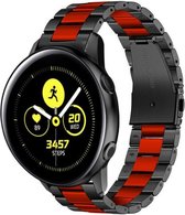 Stalen Smartwatch bandje - Geschikt voor  Samsung Galaxy Watch Active stalen band - zwart/rood - Horlogeband / Polsband / Armband