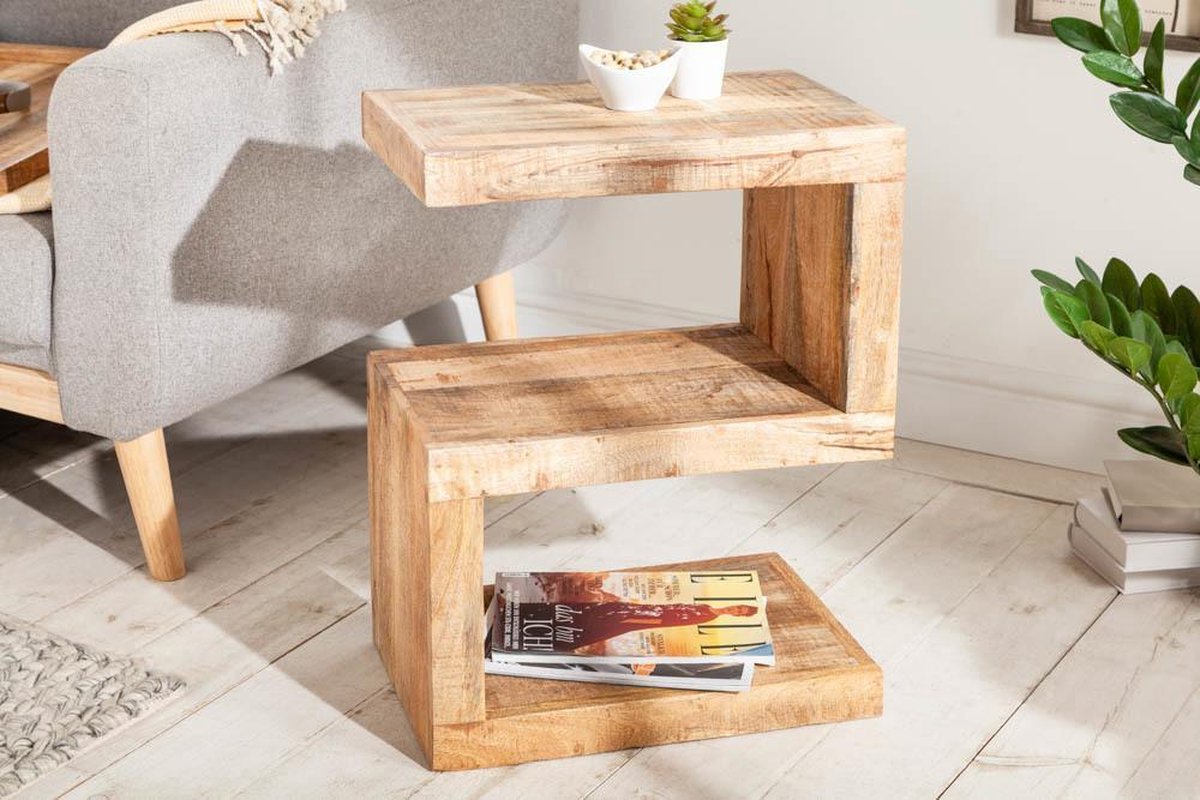 bijzettafel Massiev MangoHout Handgemaakt S 60 cm variabel verstelbaar