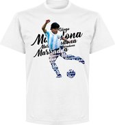 Diego Maradona Argentinië Script T-Shirt - Wit - XXL