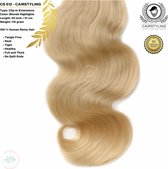 CAIRSTYLING CS612 Premium 100% Human Hair Extensions | Blonde Clip-in Hair Extensions | 110 Gram | 51 CM (20 inch) | Haarverlenging | Best Quality Hair Long-term | Blond Remy Clip Ins | Natuu
