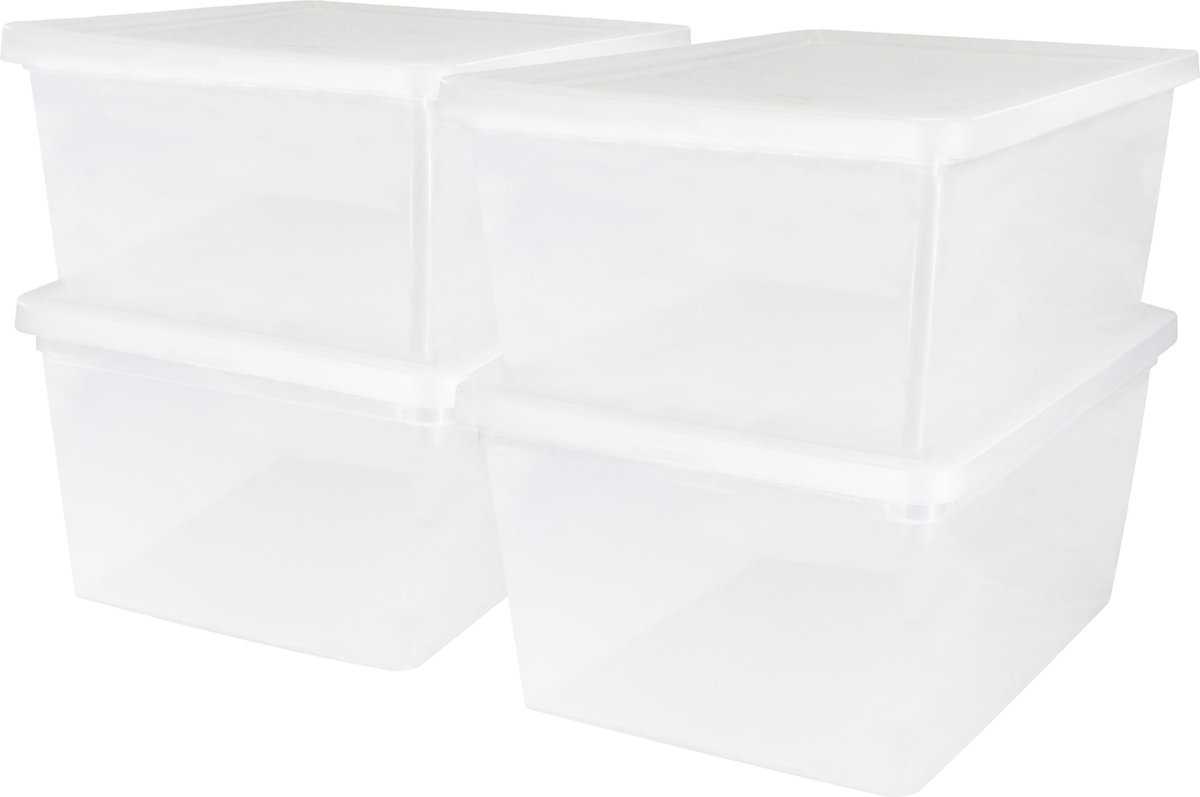 IRIS New Cristalbox Opbergbox - 40L - Kunststof - Transparant - Set van 4