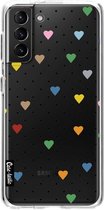 Casetastic Samsung Galaxy S21 Plus 4G/5G Hoesje - Softcover Hoesje met Design - Pin Point Hearts Transparent Print