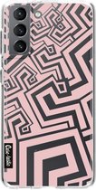 Casetastic Samsung Galaxy S21 4G/5G Hoesje - Softcover Hoesje met Design - Abstract Pink Wave Print