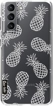 Casetastic Samsung Galaxy S21 4G/5G Hoesje - Softcover Hoesje met Design - Pineapples Outline Print