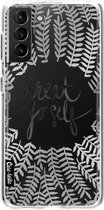 Casetastic Samsung Galaxy S21 Plus 4G/5G Hoesje - Softcover Hoesje met Design - Treat Yoself Silver Print